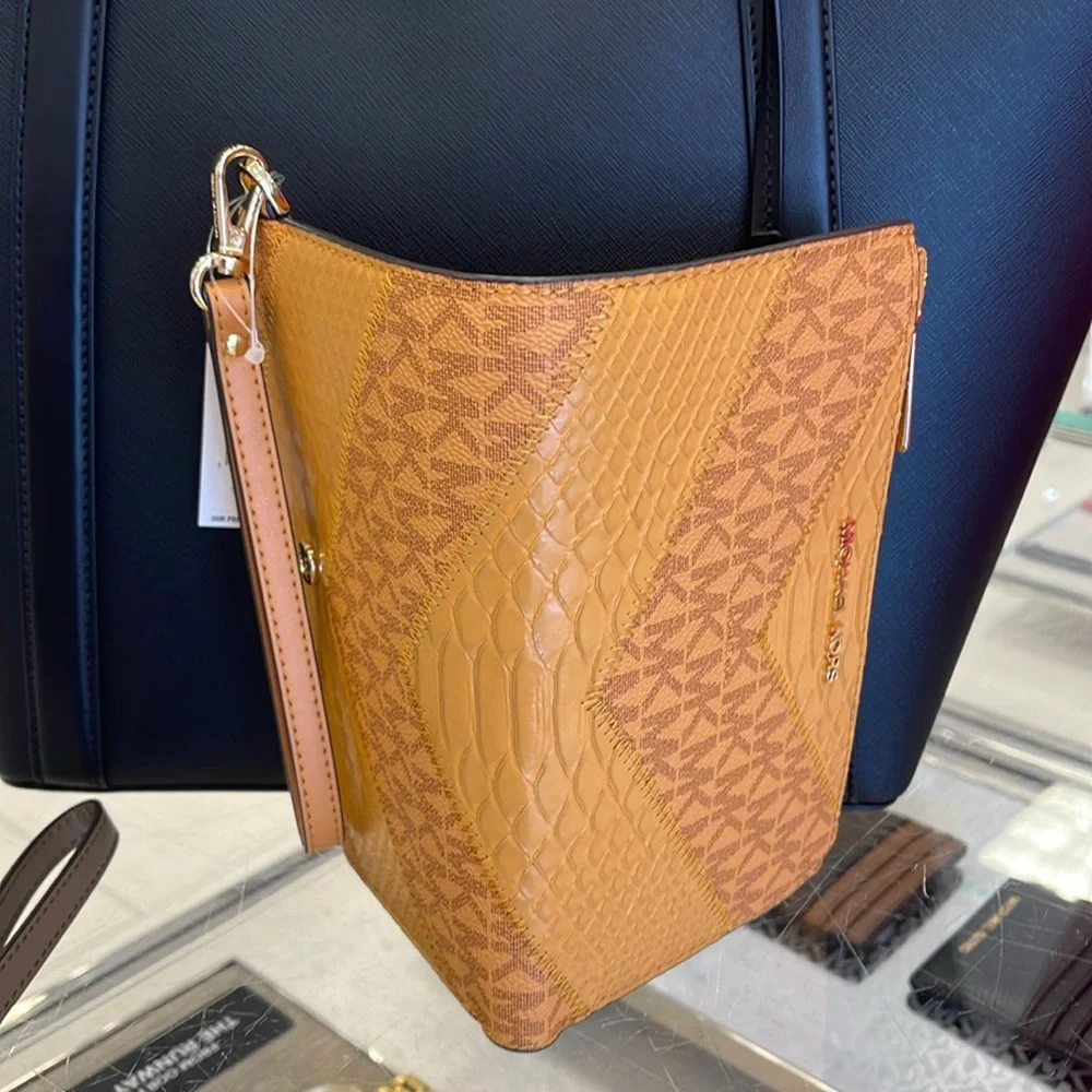 MICHAEL KORS JST LG DOUBLE ZIP WRISTLET WALLET PHONE HOLDER Cider Multi NWT
